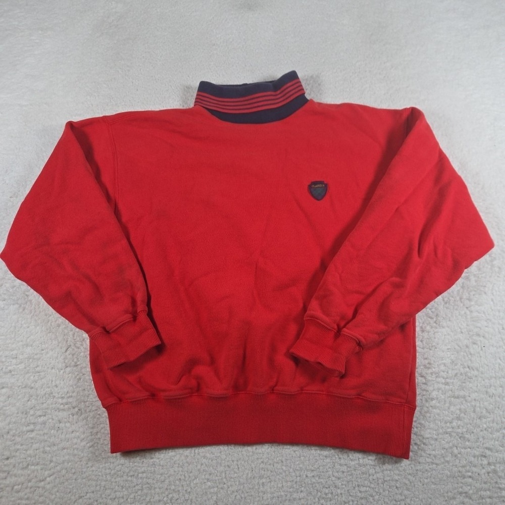 Vintage GIORDANO Sweater Large Red Pullover Turtle‎ Neck 100% Cotton